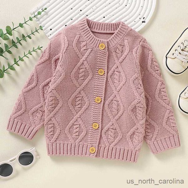 Giacche Autunno Inverno Neonate Maschi Ragazze Manica lunga Tinta unita Cappotto cardigan lavorato a maglia Neonato Bambini Ragazzi Maglioni Cardigan Cappotto R230805