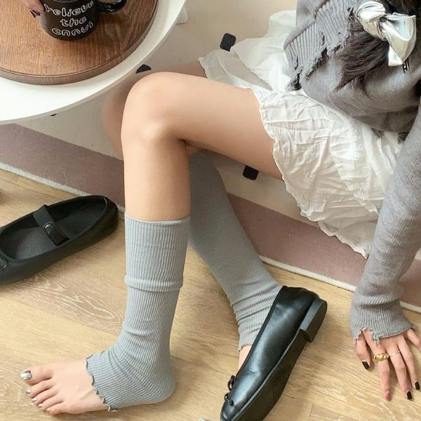 Kadınlar pamuklu uzun çoraplar Japon tarzı dantel bacak daha sıcak bahar yaz ince kız bale tozlukları orta manşet lolita çizme manşetleri