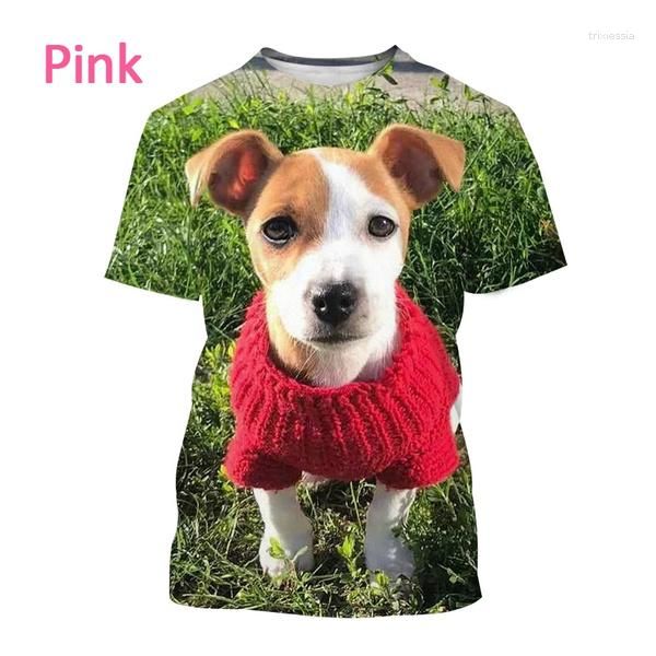 Camisetas masculinas 2023 Fashion Animal Jack Russell Terrier Dog Camiseta impressa em 3D