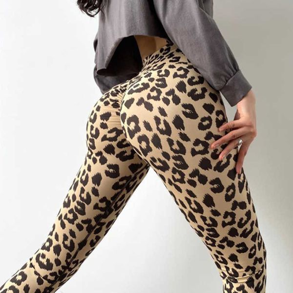 Legging Leopard Academia Fitness Yoga Pants Esporte Feminino Sem Costura Scrunch Butt Legging Push Up para Mulheres Roupas Esportivas