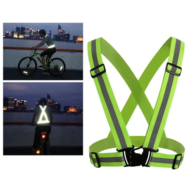 Gilet di sicurezza riflettente Gilet da corsa riflettente ad alta visibilità Cinghie regolabili per jogging all'aperto Ciclismo Camminata e equitazione Chaleco Reflectante De Seguridad