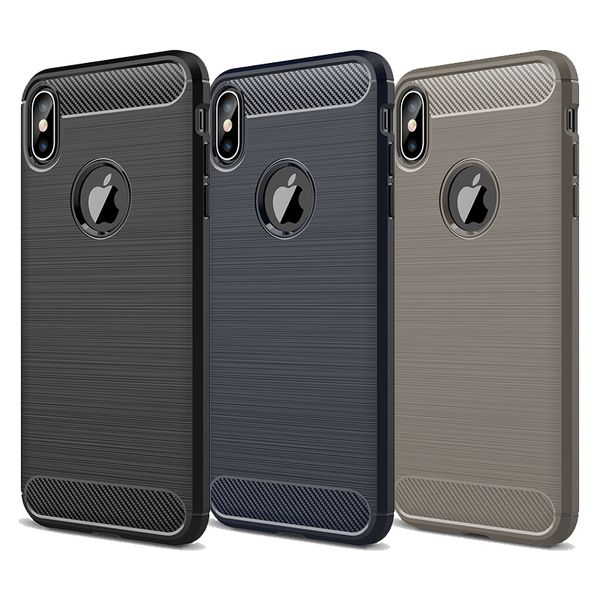 Funda de teléfono móvil de TPU suave cepillado de fibra de carbono para IPhone 15 14 Plus 13 12 11 Pro Max XsMax Xr Xs X 7 8 Plus funda de teléfono a prueba de caídas