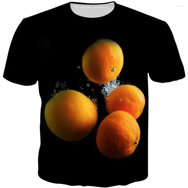 Erkekler Tişörtleri Yemek çilek meyvesi turuncu çikolatalı karpuz üzüm şeker sebze baskı tişört yetişkin çocuklar yaz gömlek kıyafetleri