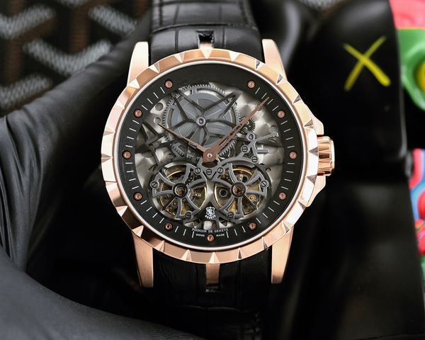 7 Cores Excalibur Luxury Mens Watch Titanium Case Designer Relógio de Pulso Suíço Mecânico Automático Esqueleto Openworked Dial Relógios Cristal de Safira À Prova D 'Água