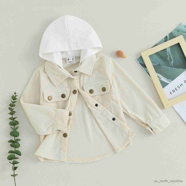 Giacche Bambino Bambini Neonato Autunno Velluto a coste Cappotto Cappotto Colore a contrasto Manica lunga Chiusura con bottoni Giacca invernale Outwear 1-5T R230805