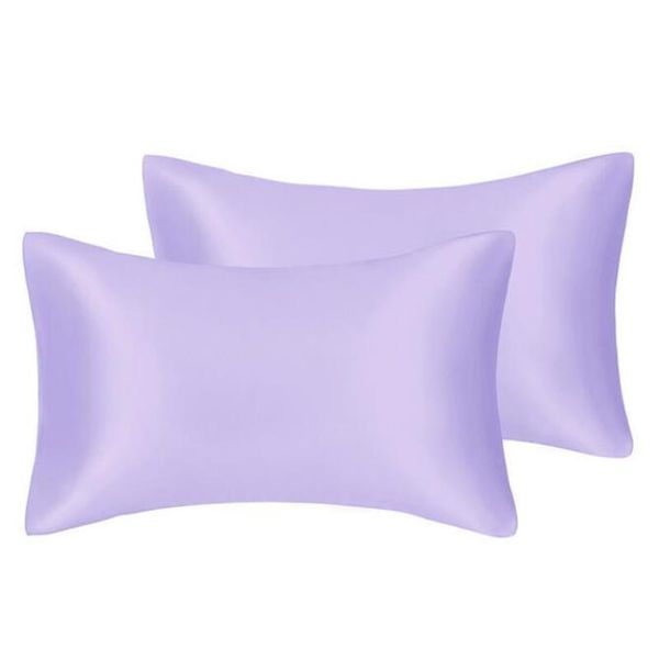 FATAPAESE Solid Silky Satin Skin Care Silk Hair Anti Pillow Case Cover Federa Queen King Full Size dropship230M