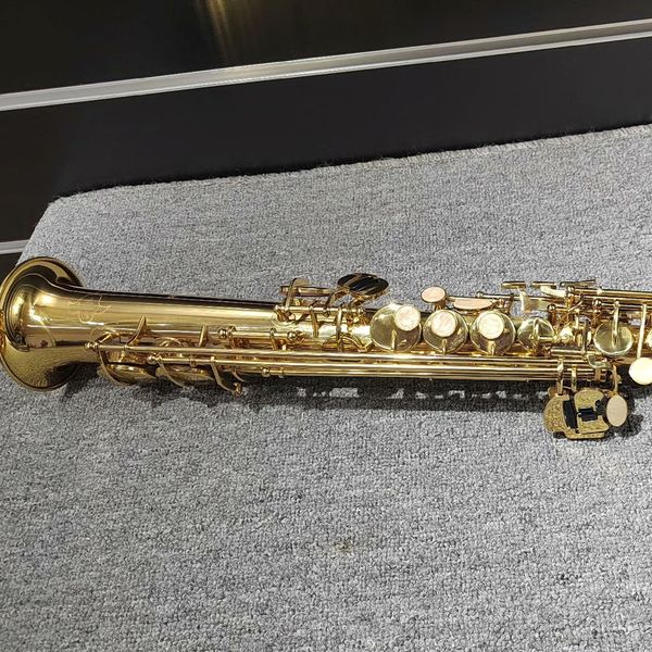 Strumento jazz per sassofono a tubo dritto in ottone dorato laccato di alta qualità con accessori