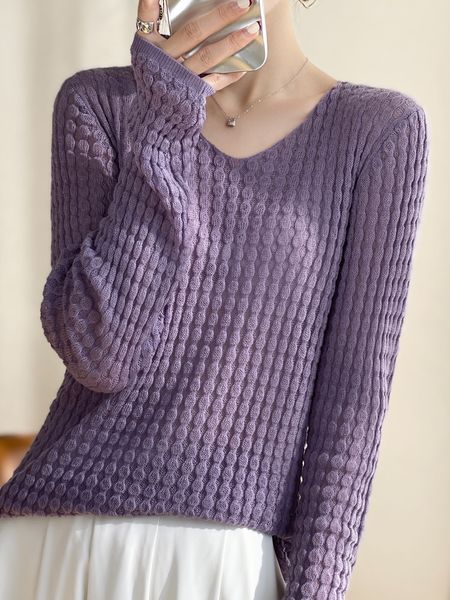 Женские свитера Aliselect Высококачественный 100 мериносов шерстяной шерсти вязаный базовый свитер Vneck с длинным рукавом.