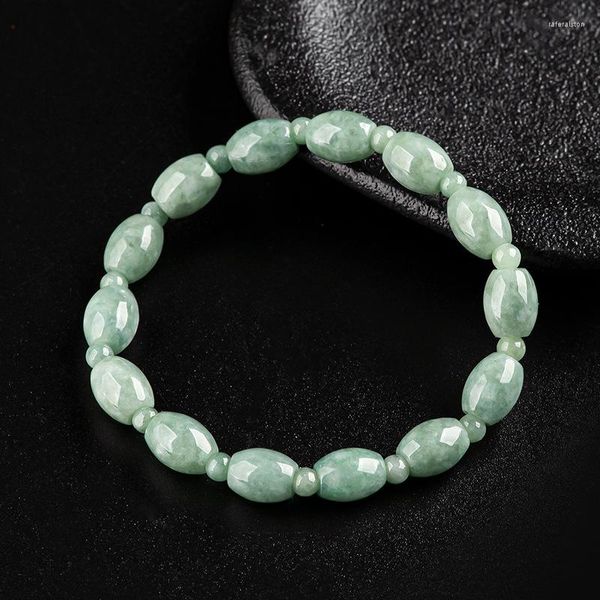 Strand Genuine Natural A Jadeite Clipper Card Bracciale Bean Seed Jade Bucket Bead Hand String Gioielli femminili di fascia alta