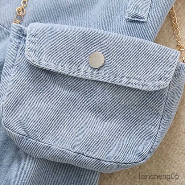 Conjuntos de roupas de 4 a 12 anos para meninas Conjuntos de roupas de verão Suspensório de verão Terno de princesa pequena Alças de moda Macacões de jeans Enviar saco Presente de aniversário R230805