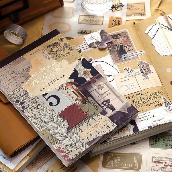 Yapışkan Çıkartmalar 50 Sayfa Vintage Periyodik Çıkartma Kitap Kağıt DIY Craft Yaratıcılık Washi Memo Pad Scrapbooking Ins Kırtasiye 230804