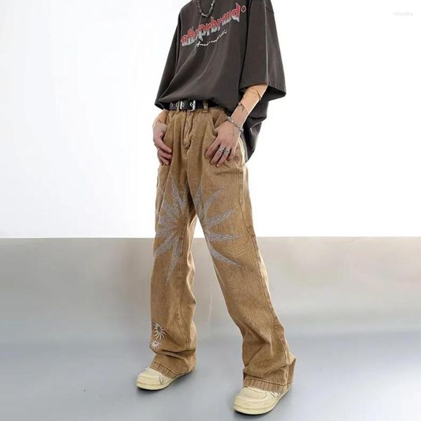 Herren Jeans Männer Straße Hiphop Y2K Stickerei Sterne Gerade Lose Fit Hosen Mode Baggy Denim Oversize Hosen