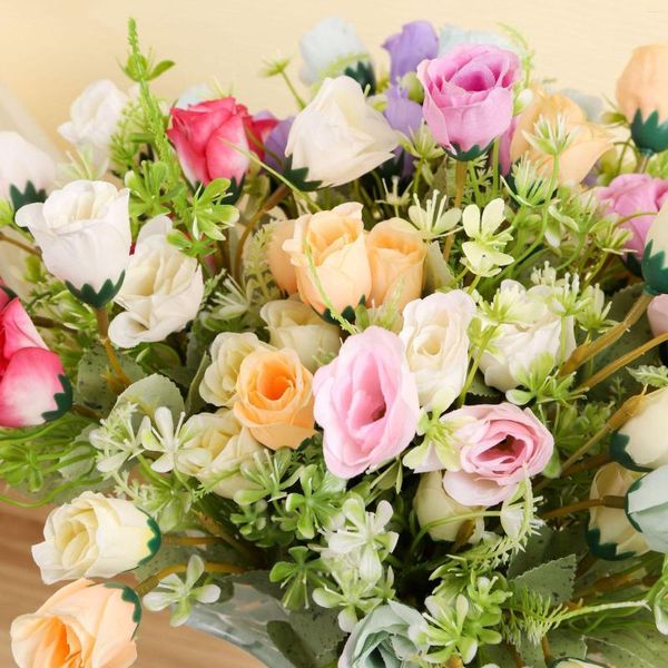 Flores decorativas rosa artificial retrô seda branca peônia decoração de casamento de alta qualidade faça você mesmo buquê de artesanato falso