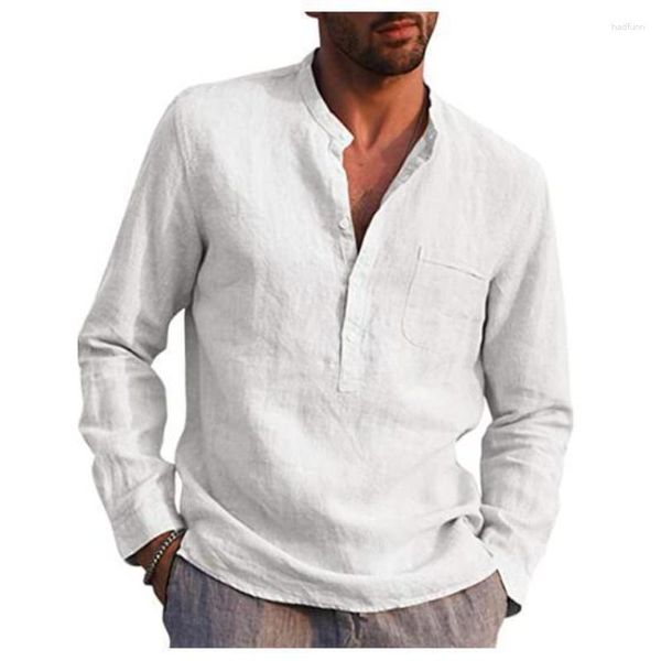 T-shirt da uomo Camicia in cotone e lino Vestibilità regolare Manica in poliestere Spiaggia Casual Grande e alto retrò