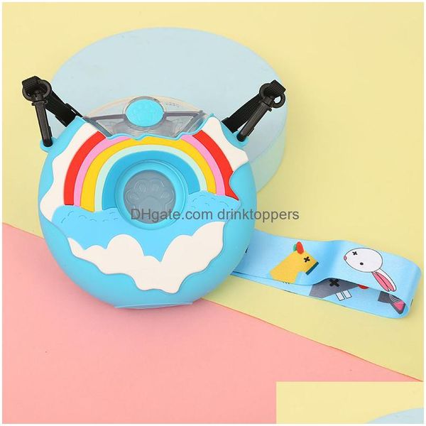 Bottiglie d'acqua Summer Cute Donut Ice Cream Bottle con St Creative Square Watermelon Cup Portatile a tenuta stagna Tritan Bpa Drop Delivery Dh0Yr