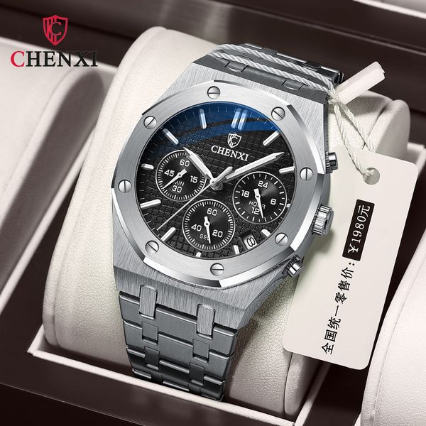 Relógios de pulso CHENXI 948 Fashion Business Top Luxury Brand Quartz Watch Men Aço inoxidável Relógio de pulso à prova d'água Relogio Masculino 230804