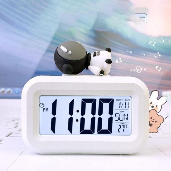 Orologi da tavolo Sveglia digitale elettronica Simpatico cartone animato Schermo LED Dati desktop Tempo Calendario Temperatura Decorazione domestica