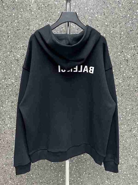 Herren Hoodies Sweatshirts Designer B Family Mirror LGO Zipper Loop Wash Cardigan English Inverted Print Sweater Kangaroo Hoodie JFKK