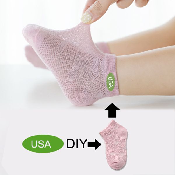 OC QQ3001# DIY Özelleştirilmiş Çocuk Socks Anaokulu Çocuk Cennet Pamuk Çorapları Desen Kimliği ile Toptan Satış