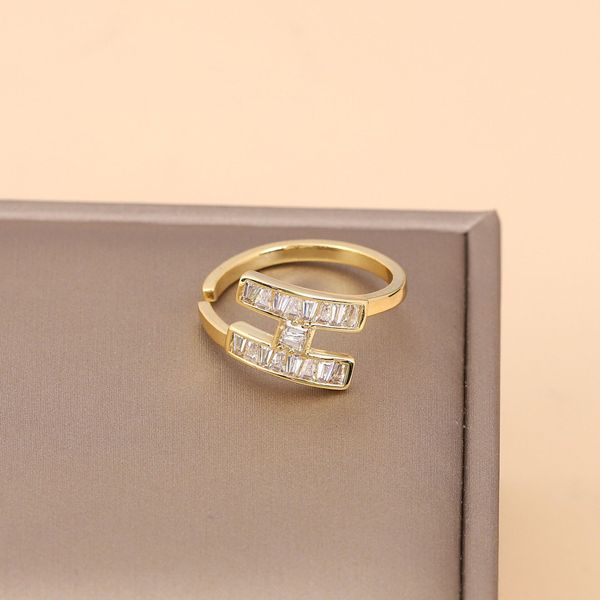 Ring mit CZ-Mikro-Pavé-Buchstabe H, verstellbare Goldringe, Schmuck für Frauen, Geschenk