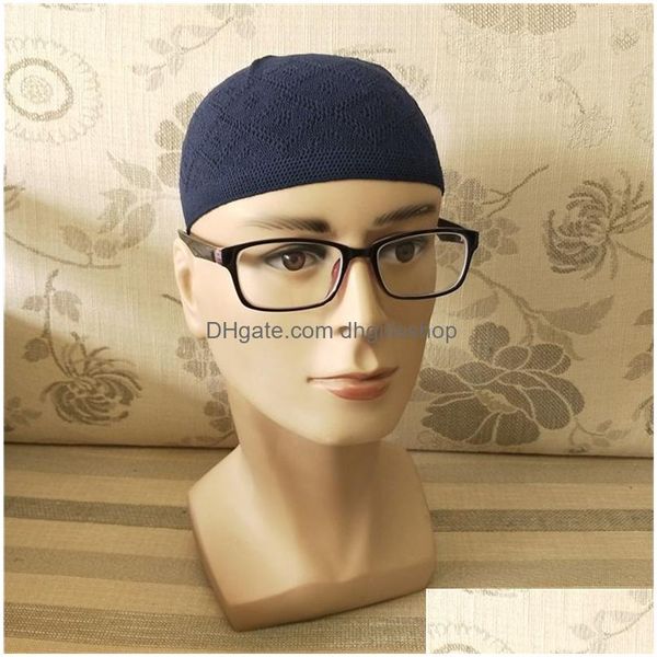 Beanie/Skull Caps Gorro Beanie Hat Turco Musulmano Uomo Donna Islamico Kufi Taqiya Takke Peci Skl Cap Preghiera S Arabia Nero Bianco Grigio Kn Dhaks