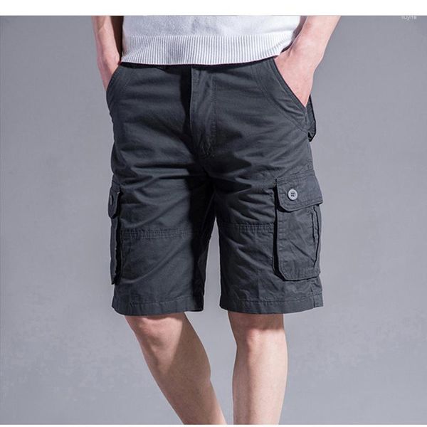 Shorts Masculino Cargo Masculino Verão Casual Mulit-Pocket 2023 Calça Corredora Respirável Grande Alto 42 44 46 Tamanho Grande