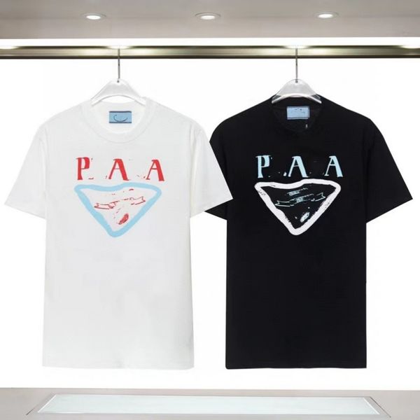 Summer Pra clothes desinger men t shirt Triangle Contrast Digital Printing T-shirt Short Sleeve T-shirt Black White Size S XXXL Respirável Anti-rugas roupas da moda masculina