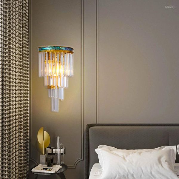 Lampade da parete Green Shell Taper LED Dimmerabili Luci per interni di lusso Comodino interno Telecomando Luci notturne