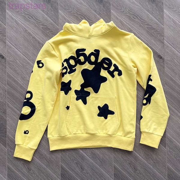 Erkek Hoodies Sweatshirts Sarı SP5der 555555 Yıldız Kazak Erkek Kadınlar Genç Thug Spiderwebtf1l