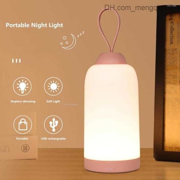 Lampade Sfumature Luci notturne Luce LED portatile Touch Dimmerabile Lanterna da esterno Lampada da comodino per camera da letto ricaricabile USB per bambini Baby Sleeping Gift Z230805