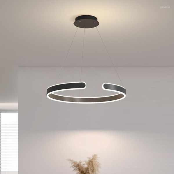 Люстры Диаметр 60 см колец легкая современная люстра для столовой кровати кухня светодиодная освещение Lampara Techo Nordic Lamp