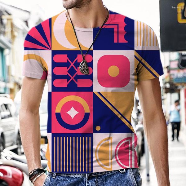 T-shirt da uomo 2023 Summer 3d Shirt Uomo manica corta Divertente motivo geometrico astratto Abbigliamento uomo Streetwear Top