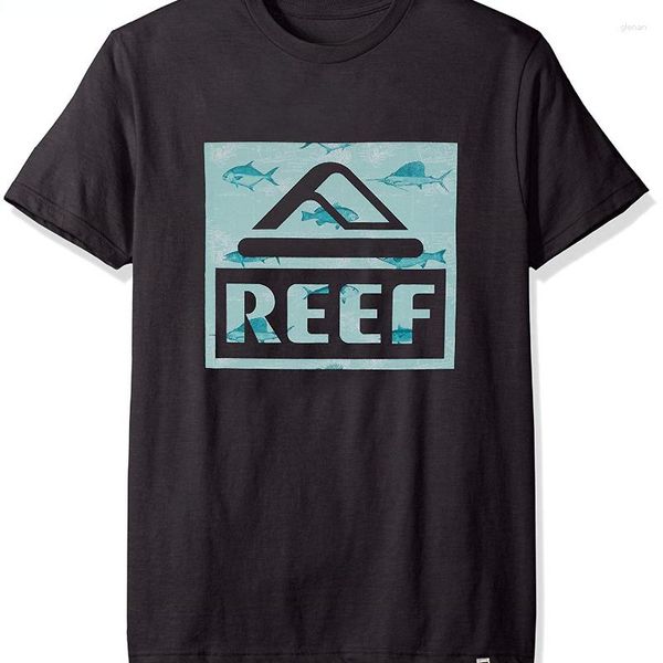 Camisetas Masculinas Reef Logo T-Shirt Manga Curta Estampa Engraçada Top Tee Loose Black Men Homme Tees Modal