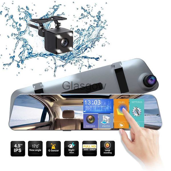 DVR per auto DVR per auto Specchio Videoregistratore 1080P Touch Screen Dashcam Doppio obiettivo Streaming Registratore di guida Telecamera posteriore Dash Cam 45 pollici x0804 x0804