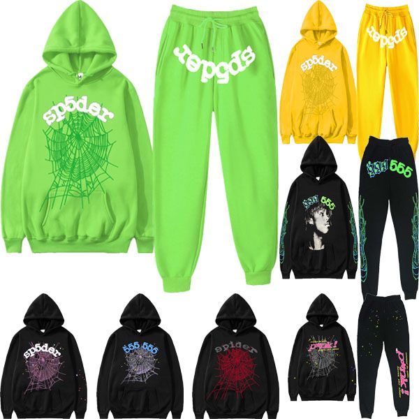 Niedriger Preis Herren Hoodies Sweatshirts Designer Damen Trainingsanzüge Young Thug Sp5der 555555 Cobwebs Couple Printing Hoodie Sweatshirt Set