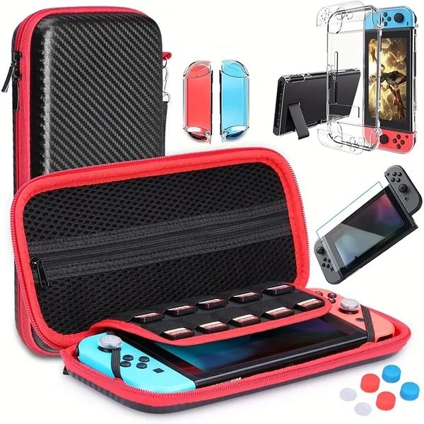 Para Nintendo Switch Estuche de transporte Estuche Funda Estuche Protector de pantalla HD Tapas de pulgares para Nintendo Switch Accesorios de consola para Nintendo Switch Estuche