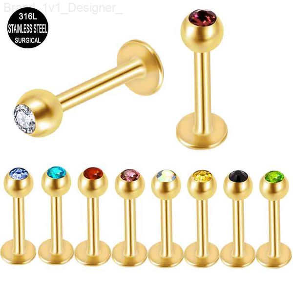 Chirurgischer Stahllippenlippenpiercing 16 Gauge Labret Ring Lose Piercings Body Schmuck L230806