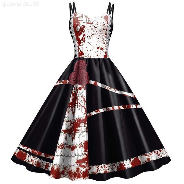 Traje Tema Halloween Scary Dress Women Bloody Slip Holloween Clothes Cosplay Comes Party Dresses L230804