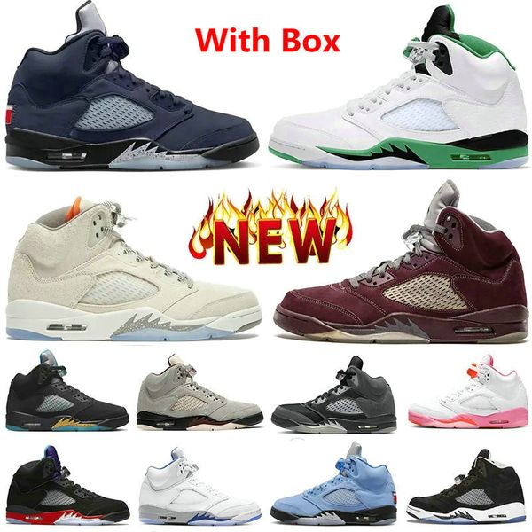 5 Lucky Green Bean Men Basketball Shoes Georgetwon Midnight Navy Olive Sail Racer Blue Craft Concord Wings Borgonha Jade Horizon Fire Red Suede Oreo UNC Michigan 2024