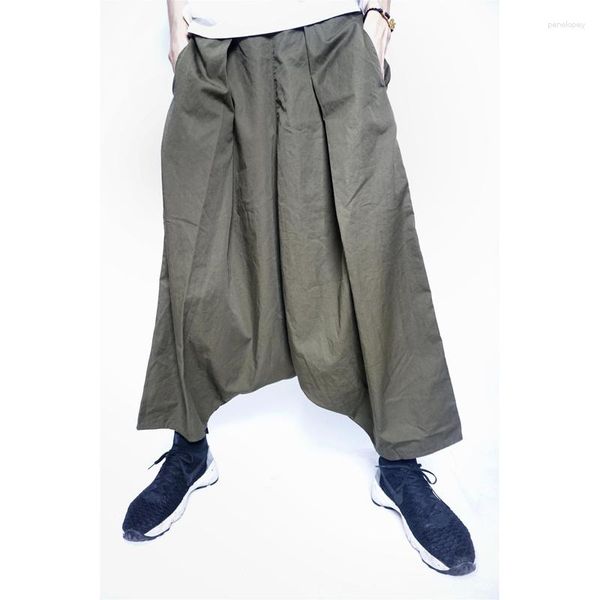 Pantaloni da uomo KAPITAL Gamba Larga 2024 Summer High Street Fashion Pieghettato Pantaloni larghi in vita elastica in cotone casual per donna