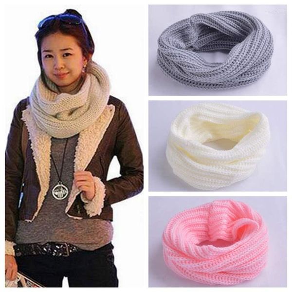 Cachecóis Cachecol Feminino de Malha Suave Cor Sólida Inverno Outono Quente Ao Ar Livre Lady Warmer Snood Gola de Pescoço