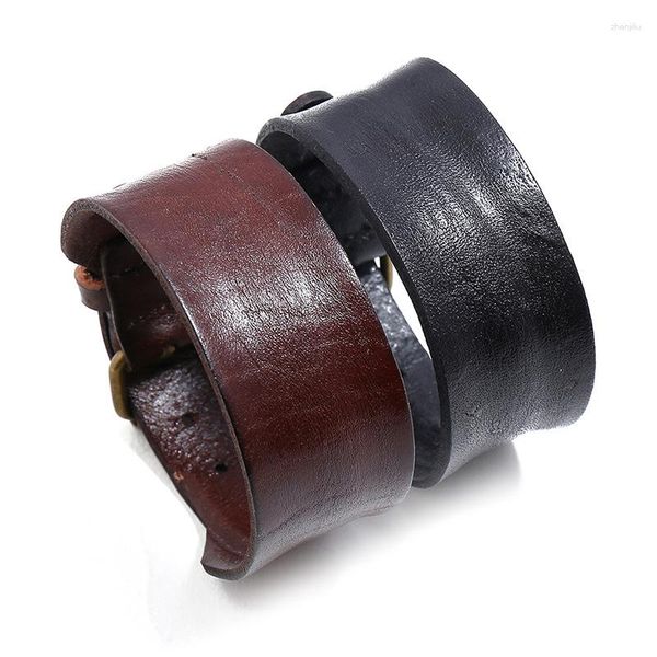 Бэллс подлинный кожаный манжета широкий браслет простой стиль веревочных браслетов коричневый черный цвет для мужчин модные шрифты для коровьи.