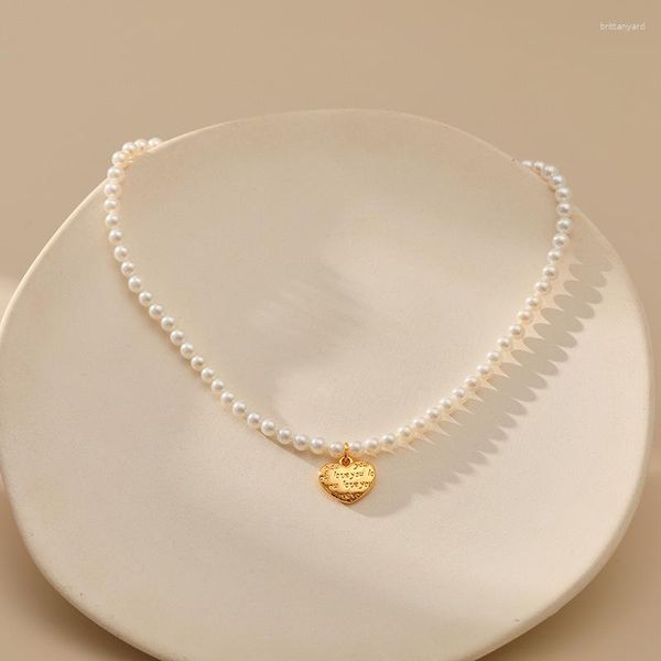 Anhänger Halsketten Elegante 18 Karat vergoldete Herz Shell Birne Halskette Klassischer Schmuck Für Mode Dame Hochzeit Zubehör Geschenk