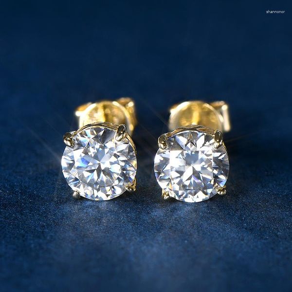 Orecchini a bottone IOGOU Real 10k 14k Gold Small Earring 6.0mm 0.8ct Moissanite Diamond Screw Back Earrrings For Men Women Accessori Gioielli