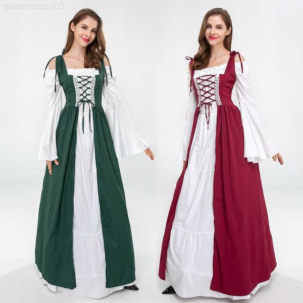 Traje Tema Retro Medieval Vestido Cosplay Halloween Comes Mulheres Palácio Festa de Carnaval Disfarce Princesa Vestido Feminino Robe L230804