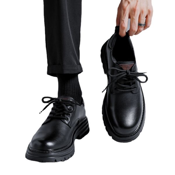 Sapatos sociais de couro genuíno masculino com cadarço confortável para homens sapatos casuais moda negócios trabalho escritório sapatos masculinos com cadarço calçado