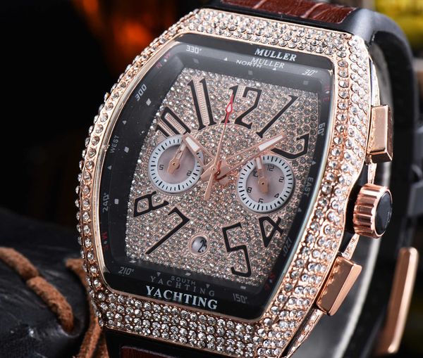 Горячий новый стиль Frenck Classic Full Diamond Series Luxury Designer Watch Advanced Mens Watch Watch Full Function Quarz Charge Watch No Box