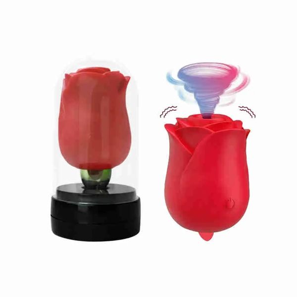 Língua em forma de rosa lambendo e chupando vibrador mamilo sugador boca lambendo clitóris massagem anal feminino adulto sexo suprimentos para jogos