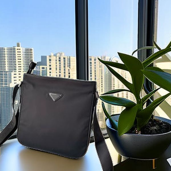 2023 Borsa da uomo in materiale di nylon nuovo di vendita calda Borsa a tracolla a spalla singola con cerniera nera media Marca di lusso leggera Multi scomparto Casual Fashion Style