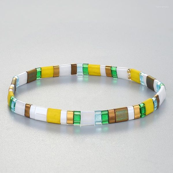 Braccialetti con ciondoli C.QUAN.CHI Tila Gioielli elastici per piastrelle di cristallo trasparenti elasticizzati fatti a mano con perline colorate per le donne